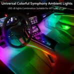 Acrylic Interior Car LED Strip Light with APP, 18-in-1 128 Colorful 6 Pieces Fiber Optic Car Decoration Atmosphere Light Kits, Dual Zone Music Sync Rhythm RGB Neon Lighting for All Cars - Image 2