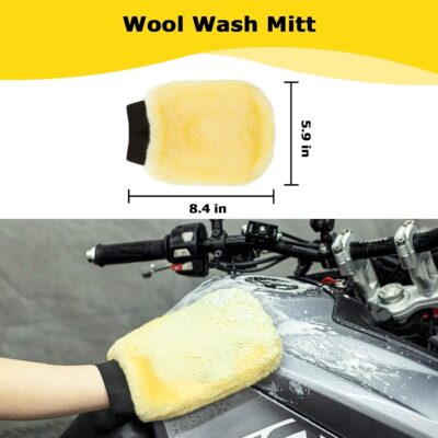 Motorcycle Cleaning Kit 6 Pack with Easy Reach Brush,Tire Brush,Wool Wash Mitt,Chain Brush,Detailing Brush and Microfiber Towel for Cleaning Motorcycle Mudguard,Rims,Exhaust,Frame - Image 4