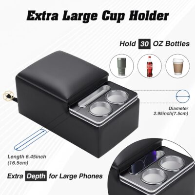 Upgraded Bench Seat Center Console with Extra Large Cup Holder & Phone Holder, Universal Car Armrest Storage Box Organizer for Truck & SUV & Van Automotive Central Console for Back Bench Seat - Image 3
