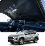 [Upgraded] DooGooCoo Windshield Sun Shade Umbrella -Medium, Car Sunshade for Front Windshield [Heat Shield & UV Block], Keep Car Cooler & Protect Interior Sun Shade for car Windshield (57"x32")