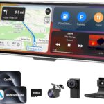 11.26 Inch HD Touchscreen Car Display, Wireless CarPlay/Android Auto Screen for Car, Navigation System with 4K Dash Cam, Backup Camera, 64GB Memory, Voice Control