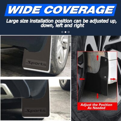 KEYOOG 4 Pcs Standard Size Universal Automobile Mud Flap, Splash Guard, Fit for Sedan, SUVs, MPV (Not Fits to Full-Size SUVs), Soft Mud Guard of Sediment Resistant, Size 17.1 in/9.06 in/0.2 in (Sports - Image 4