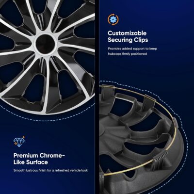 ECCPP OEM Replacement Full Lug Skin Durable-Modern & Stylish 4PC Set 15 Inch Hubcap Wheel Cover Auto Tire Replacement Exterior Cap-Snap On Hubcap - Image 5