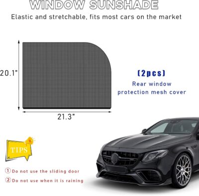 2 PCS Window Shades, Auto Front Rear Side Sun Shades for Block Heat & UV Protection, Breathable Mesh Baby Screen Covers, Universal Car Accessories (Back) - Image 2