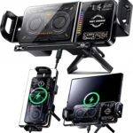 Wireless Car Charger, 2026 Upgrade 15W Fast Charging with LED Light Auto Clamping Phone Holder for iPhone 16/15/14/13 Mini Pro Max, Samsung Galaxy S25 Ultra, S24/S23 etc (Black)