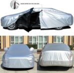 Tecoom Waterproof Sedan Car Cover Oxford W/Door Zipper, All Weather Car Cover for Automobiles, UV-Proof Windproof Hail Sun Snow Protection Indoor Outdoor Full Exterior Covers Fit 201-210 Inches - Image 2