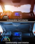 [2026 Upgraded] Weektic Truck Windshield Sun Shade for F-150/Silverado/Tundra/RAM 1500/Sierra - 5 Layers Ice Crystal Coating Blocks 99% UV, Cools Interior | 360° Swivel Handle for Easy Use - Image 2