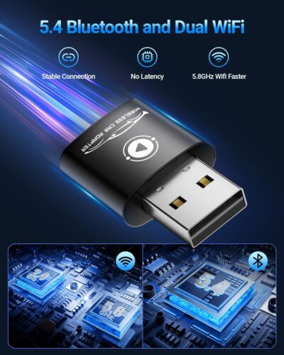 Wireless CarPlay Adapter for Apple iPhone（2026 Upgraded） Mini Design, Converts Factory Wired to Wireless Adapter for CarPlay, Plug and Play, Auto Connect Fast and Stable(Black) - Image 3