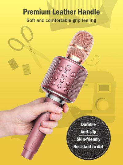 Wireless Bluetooth Karaoke Microphone, Built-in Loud Speaker for 10H Playback, Add Reverb/Duet Mode/Earbuds Monitoring, Portable Karaoke Machine for Entertainment & Singing Practice (Rose Gold) - Image 7