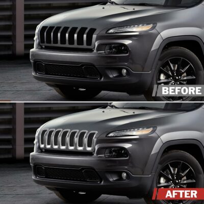JINCHEN 7pcs Grill Mesh Inserts Fit for Jeep Cherokee 2014-2018, Honeycomb Mesh Front Grill Inserts Grille Cover Frame Trims (Chrome Trim) - Image 5
