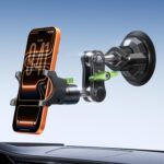 MAGIC JOHN Car Phone Holder, Ultra-Durable Mteal Phone Holders for Your Car, 360° Rotation Cell Phone Car Mount for Windshield, Suction Cup Car Phone Mount for iPhone Samsung All Smartphone