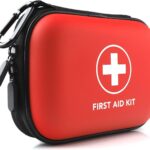 Mini First Aid Kit, 100 Pieces Water-Resistant Hard Shell Small Case - Perfect for Travel, Outdoor, Home, Office, Camping, Hiking, Car (Red)
