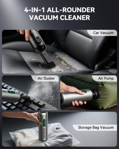 Car Vacuum, Handheld Vacuum Cordless with 21000Pa Powerful Suction & 3 Modes, 4-in-1 Portable Hand Held Mini Vacuum Cleaner Rechargeable, Ultra Light for Car Home Office (Silver) - Image 3