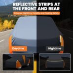 420d Truck Cover Universal Fit for Chevy Silverado for GMC Sierra for Ford F150 for RAM 1500 Waterproof Car Cover All Weather Pickup Cover with Reflective Strips(M+, Length Up to 220 inch) - Image 5