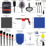AUTODECO 33Pcs Car Wash Detailing Kit Cleaning Kits with Foam Gun Sprayer Brush Large Wash Mitt Towels Complete Interior Exterior Car Washing Supply Set Blue - Image 7