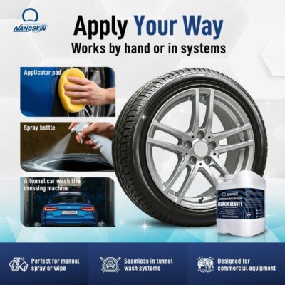 Nanoskin Black Beauty Tire Shine & Conditioner 5 Gallons - Water-Repellent & UV Resistant - Non-Greasy Finish - Restores Black Look | Works with Manual & Automatic Applicators for Cars, Trucks, SUV - Image 6