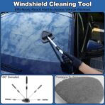 NIKCOSMK Windshield Cleaner Tool, 14Pcs Car Cleaning Kit - Car Interior Detailing Kit with Extendable Handle, Cleaning Gel & Microfiber Pads, All-in-One Inside Car Cleaning Supplies for Women Men - Image 3