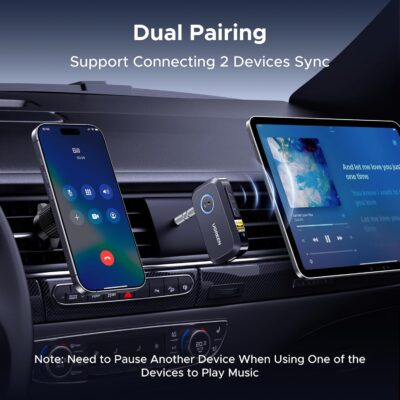 UGREEN Bluetooth 6.0 Receiver for Car with LDAC, AI Noise Cancelling 3.5mm AUX Bluetooth Car Adapter, Hi-Res Wireless Audio Receiver for Home Stereo/Wired Speaker with Hands-Free Call,15H Battery Life - Image 8