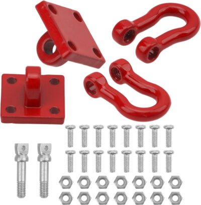 RC Simulation Fire Extinguishers Metal Trailer Tow Hooks Winch Hook w/Trailer Chain Decoration Part Compatible with Traxxas TRX4 Axial SCX10 Tamiya D90 1/10 RC Crawler - Image 3