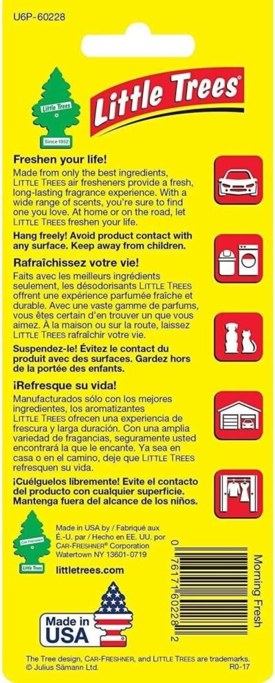 LITTLE TREES Car Air Freshener | Hanging Paper Tree for Home or Car | Morning Fresh | 3 Pack - Image 2