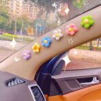 Crochet Flowers Dashboard Decorations, 6Pcs Cute Car Accessories for Women Interior Aesthetic, Handmade Knit Flowers Home Decor