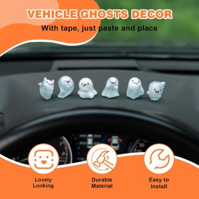 Luminous Ghost Car Dashboard Decor, 6PCS Fun Ghost Car Dash Decorations, Rear View Mirror Ornament, Interior Accessories for Home Office - Image 4