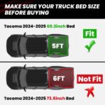LASFIT Bed Mat for Toyota 2024-2026 Tacoma (5FT/5'Bed) Truck Bed, All Weather 5 ft Rubber Car Bed Liner for Toyota Tacoma 2024 2025 2026 Accessories, TPE Trunk Mat&Bed Liner (Not Fit Drop-in Liners) - Image 2