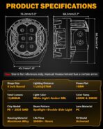 Auxbeam 3 Inch Round Driving Lights, 108W Side Shooter Offroad Pod Lights with Amber DRL, 270° Ultra-Wide Ditch Light Hyper Spot Beam Work 3 Modes White Amber Yellow Cube Pod with Covers, Pair - Image 4