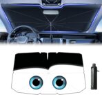Windshield Sun Shade 2025 Car Accessories 100% Blackout Car Front Windsow Shades Umbrella Automotive Sun Visor Block Heat Insulation Protection (Black Eyes) - Image 3