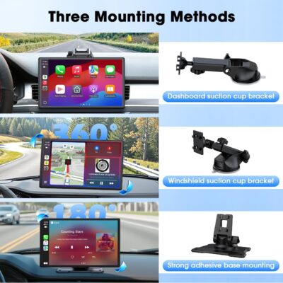 Carplay Screen for Car, 9'' Wireless CarPlay & Android Auto- Upgrade Portable Touchscreen with Bluetooth, Mirror Link, Voice Control, Hands-Free Calling,Plug & Play Car Play Screen - Image 7