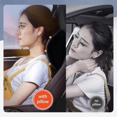 SPRFUFLY Make Relaxing Car Headrest Pillow, Car Pillow for Driving with Adjustable Strap, Breathable Removable Cover & Ergonomic Design - Softness Travel Car Neck Support Pillow(Black, 1PC) - Image 5