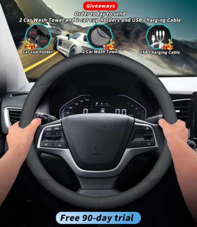 Custom-Fit for GMC Steering Wheel Cover, Premium Leather Car Steering Wheel Cover with Logo, Non-Slip, Breathable, for GMC Accessories (B-Style,for GMC) - Image 2