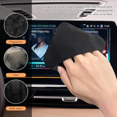 Car Screen Cleaner, Square Microfiber Cloth Non-Scratch Auto Touchscreen Cleaning Wipes, Foldable Touch Screen Pad Universal Cleaning Tool for Vehicle Dashboard Display (Square) - Image 4
