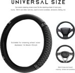 Bling Car Steering Wheel Cover, 15 Inch Sparkly Rhinestone Soft Leather Steering Wheel Protector, Non-Slip Universal Auto Elastic Steering Wheel Covers for Women Girls (Black) - Image 2