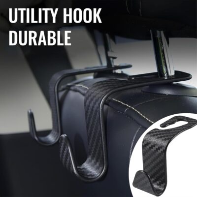 6 Pack Car Seat Headrest Hook Hanger Storage Organizer Universal For Handbag Purse fit Universal Vehicle Car(Black) - Image 2