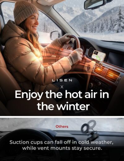 LISEN for MagSafe Car Mount, 2026 Magnetic Phone Holders for Your Car Air Vent Phone Mount, Hands Free Cell Car Phone Holder Accessories for Men Women fit iPhone 17 17e 16 15 14 13 12 Pro Max Kids - Image 5