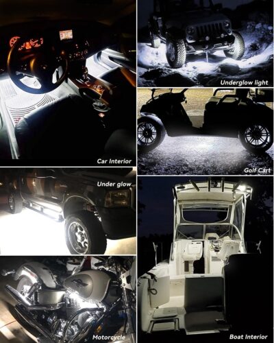 Keiurot 12V Led Light Strip 32CM Waterproof White Led Strip Lights for Cars Motorcycles Golf Cart Interior & Exterior Marine Boat 12V 5050 18SMD,Pack of 4 - Image 4