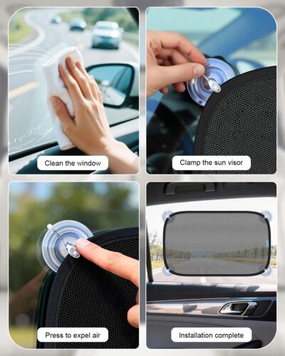 PEMOTech Car Window Shades for Baby【8 Suction Cups & Static Cling】 2 Pack-21"x14" Side Window Cover for Child,Certified Sunshades for Kids to Block 99.9% UVR, Sun Shade Universal Fit Most of Cars - Image 2