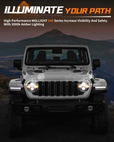 7 Inch LED Headlights DOT Approved Anti-glare 1000% Brightness H6024 LED Headlights Plug&Play, Compatible with Wrangler JK JKU TJ LJ Z-beam Cut-Off Line, 2PCS - Image 2