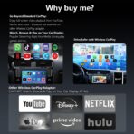 Wireless CarPlay Adapter with Wired DP Video Streaming for Net-Flix YouTube TikTok, Screen Mirroring for iOS & Android, Voice Control Navigation Music Calls, Compatible with Wired CarPlay Gray - Image 7