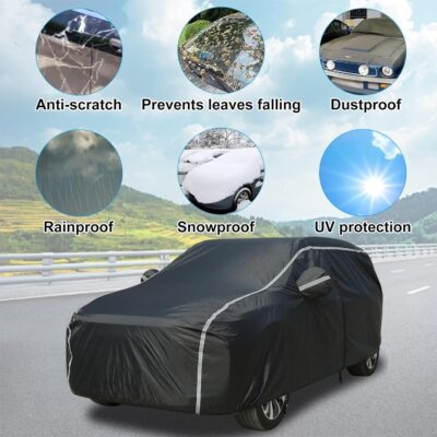 Car Cover Waterproof All Weather, Coverado Soft Cotton Lined Hail Protector Car Cover with Zipper Door, Outdoor Sun UV Rain Snow Protection Car Covers for Automobiles Universal Fit SUV (170"-190") - Image 8