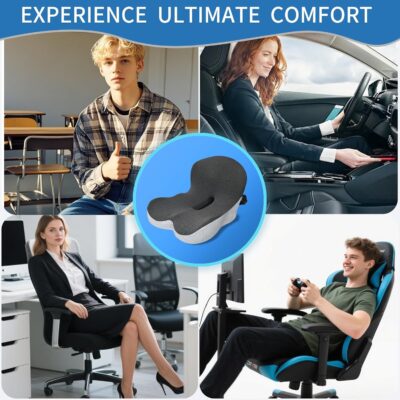 Memory Foam Seat Cushion,Office Chair Cushion with Lumbar Support for Back Pressure Relief, Car Seat Cushion with Adjustable Strap,Sciatica Pad Cushions for Car,Truck, Desk,Gaming Chair - Image 7