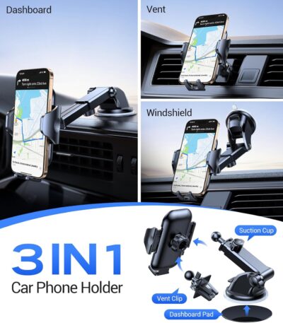 VICSEED 2026 Ultimate Sturdy Car Phone Holder [Upgraded 95+LBS Strongest Suction] Universal Long Arm Cellphone Mount for Car Dashboard Windshield Vent Truck Boat for iPhone 17 16 Pro Max & Android - Image 8