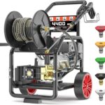 4400PSI Gas Pressure Washer with Hose Reel, One-Button Start 420cc 15HP 4-Cycle Engine, 4.0 GPM Heavy Duty Power Washer with 50FT 3/8" Hose, Spray Gun & Wand, 5 Quick Connect Nozzles