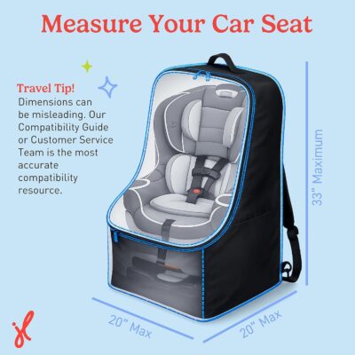 J.L. Childress Padded Backpack Car Seat Bag - Car Seat Travel Bag for Airplane, Cover Fits Most Baby & Infant Carriers & Boosters, Airport Accessories for Gate Check or Baggage Check - Ultimate, Black - Image 3