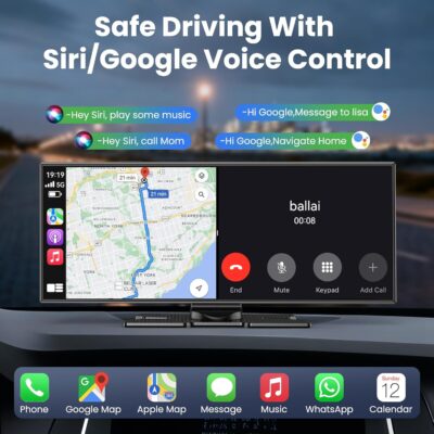 Largest 11.5 inch Wireless CarPlay Screen for Car,Built-in N-etflix/YouTube/TikTok and other apps,A-pple CarPlay & Android Auto screen with1080P Backup Camera/Navigation/Voice Control,for All Vehicles - Image 7