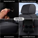 Coverado Chevy Silverado Seat Covers, Faux Leather Seat Covers Fit for Chevy Silverado GMC Sierra 2007-2025 1500, 2015-2025 2500HD 3500HD Crew Double Extended Cab (Front, Black) - Image 4