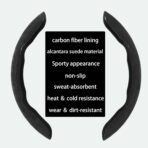 Premium Suede Car Steering Wheel Cover, Non-Slip Segmented, Suitable for Car, SUV, Truck, O/D Shape, 14.5-16inches Steering Wheel Protector,Universal Auto Accessories (Black, 2pcs) - Image 6