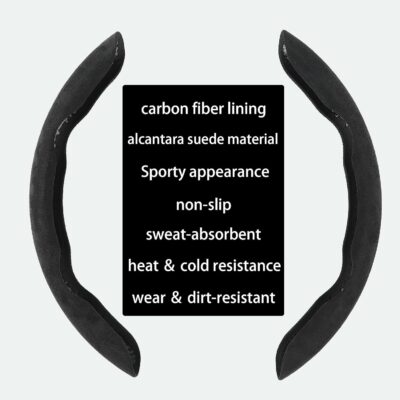 Premium Suede Car Steering Wheel Cover, Non-Slip Segmented, Suitable for Car, SUV, Truck, O/D Shape, 14.5-16inches Steering Wheel Protector,Universal Auto Accessories (Black, 2pcs) - Image 6