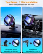2026 Upgraded TEC & Fan Cooling Magnetic Wireless Car Charger, For 15W Magsafe Car Mount Charger, Air Vent Dashboard Fast Charging Car Phone Holder for iPhone 17/16/15/14/13/12, Samsung ＆ Pixel - Image 3